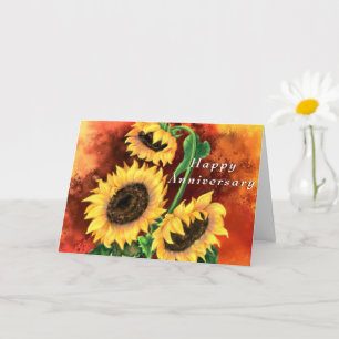Jubileum Kaart Drie Zonnebloemen Schilderij