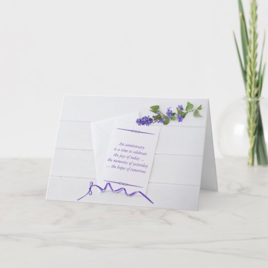 Jubileum Kaart met paarse bloemen (Voorkant)