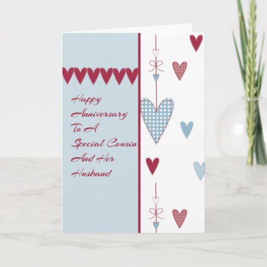 Jubileum Kaart voor neef en haar echtgenoot harten (Voorkant)