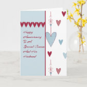 Jubileum Kaart voor neef en haar echtgenoot harten (Gele Bloem)