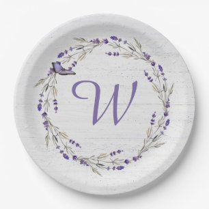 Jubileum Lavender Wreath Monogram Papieren Bordje