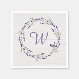 Jubileum Lavender Wreath Monogram Servet