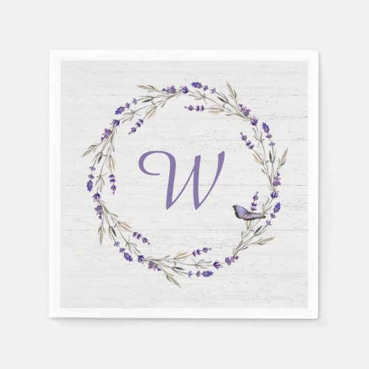 Jubileum Lavender Wreath Monogram Servet (Voorkant)