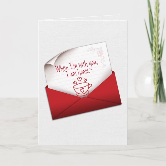 Jubileum Love Note in Red Envelope Kaart (Voorkant)