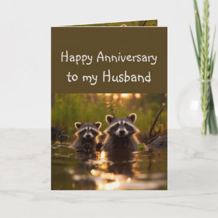 Jubileum Man Partner Fun Raccoon Dieren Kaart