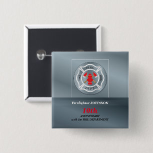 , Jubileum met brandafdeling Vierkante Button 5,1 Cm