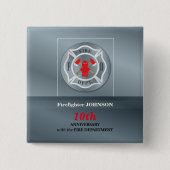 , Jubileum met brandafdeling Vierkante Button 5,1 Cm (Voorkant)