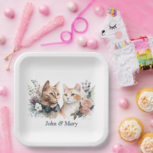 Jubileum met bruiloft op wit papieren bordje (Feest)