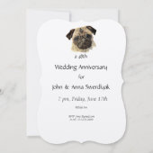 Jubileum met datum waterverf pug hond huisdier kaart (Achterkant)