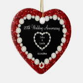 Jubileum met rode Glitter DIY Wedding Keramisch Ornament (Rechts)