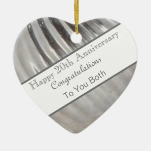 Jubileum met twintigste bruiloft Platinum Heart Keramisch Ornament