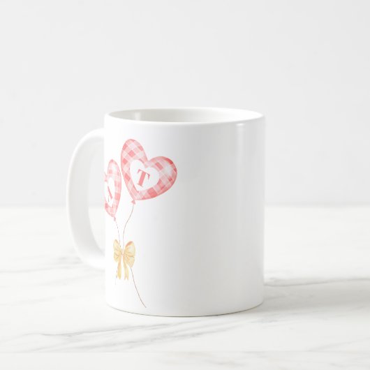 Jubileum mok - ballonnen met initialen van het paa (Voorkant links)