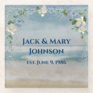 Jubileum Nautical Net en Flowers Glazen Onderzetter