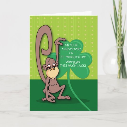 Jubileum op St Patrick's Day Monkey w/ Shamrock Kaart (Voorkant)