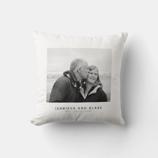 Jubileum paar foto trouwdatum kussen (Voorkant)