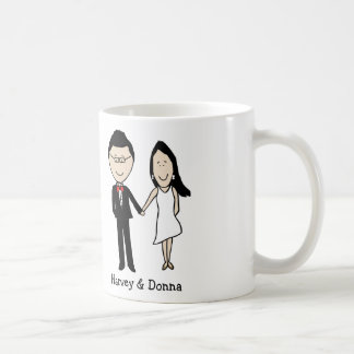 Jubileum paar-gepersonaliseerde cartoon koffiemok