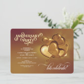 Jubileum Party Gold Invitation Aankondiging (Staand voorkant)
