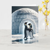 Jubileum pinguïns langzaam dansen kaart (Gele Bloem)