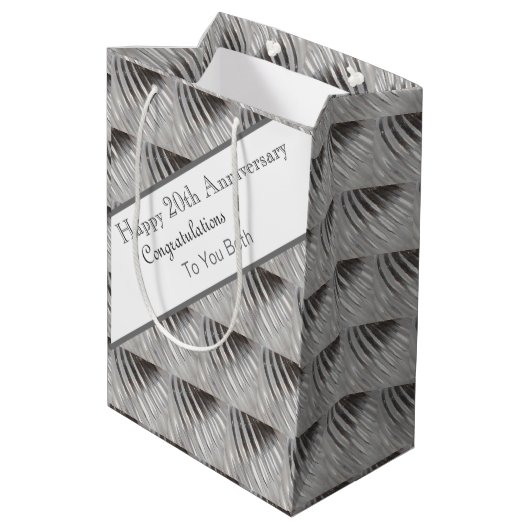 Jubileum Platinum twintigste bruiloft Medium Cadeauzakje (Achterkant Gekanteld)