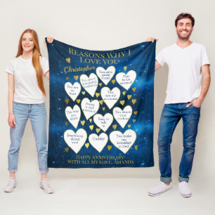 Jubileum redenen waarom ik van je hou fleece deken