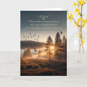 Jubileum Romantische Zonsopgang Dennen en Vogels Kaart