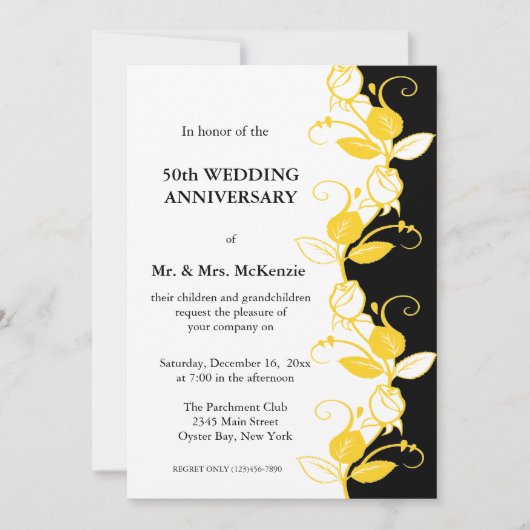 Jubileum Rozen (geel) Kaart (Voorkant)