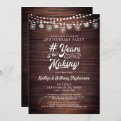 Jubileum Rustic Wood String Lights Mason Jars Kaart (Voorkant / Achterkant)