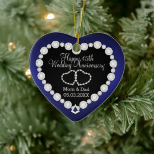 Jubileum Saphirre Blue DIY-tekst Keramisch Ornament