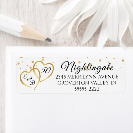 Jubileum Script Hearts Monogram Initiaal Gold Etiket (Insitu)