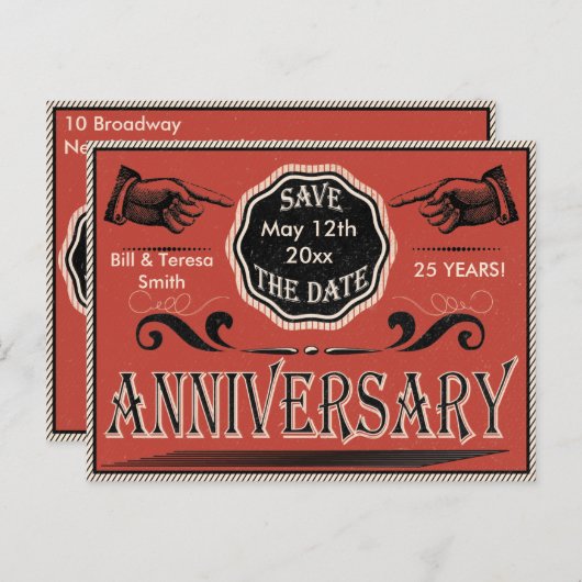  Jubileum Sla de datum op Aankondigingskaart (Voorkant / Achterkant)