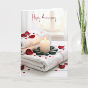 Jubileum Spa met rozenblaadjes Kaart