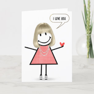 Jubileum Stick Figuur Meisje met Speech Bubble Kaart