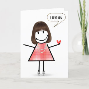 Jubileum Stick Figuur Meisje met Speech Bubble Kaart