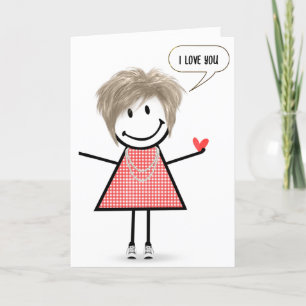 Jubileum Stick Figuur Meisje met Speech Bubble Kaart