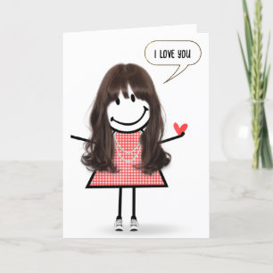 Jubileum Stick Figuur Meisje met Speech Bubble Kaart