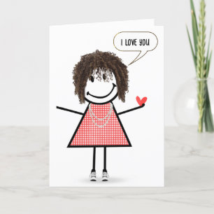 Jubileum Stick Figuur Meisje met Speech Bubble Kaart