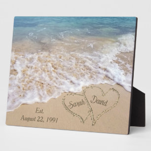 Jubileum Strand Harten met Namen Fotoplaat
