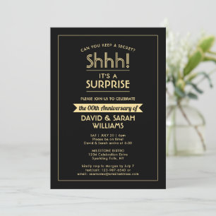 Jubileum Surprise Party Stijlvol Zwart en Goud Kaart
