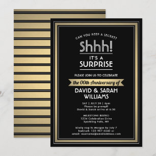 Jubileum Surprise Party Zwart, Wit en Goud Kaart