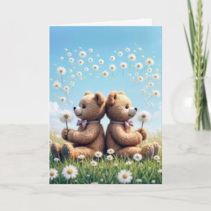 Jubileum Teddyberen Bloemen Kaart