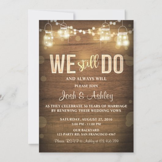 Jubileum uitnodiging Rustic Huwelijksbelofte Verni (Voorkant)