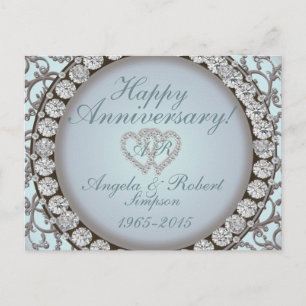 Jubileum Uitnodiging   Teal Monogram Briefkaart