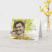 Jubileum van de dood van de geliefde aangepaste fo kaart (Gele Bloem)