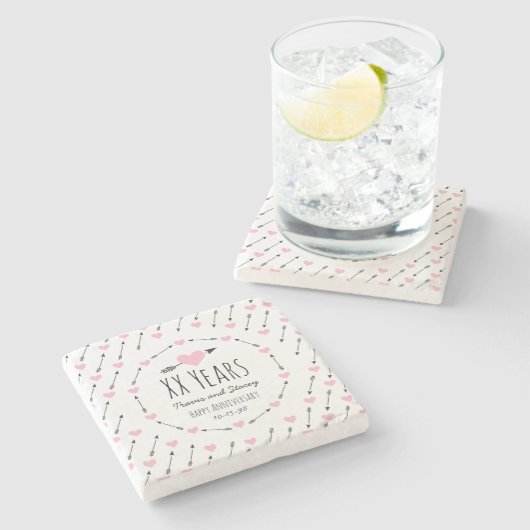 Jubileum van het huwelijk op persoonlijke titel stenen onderzetter (Zijkant)