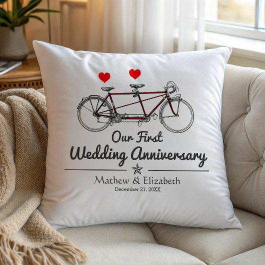  Jubileum van tandem Bicycle Custom Wedding  Kussen