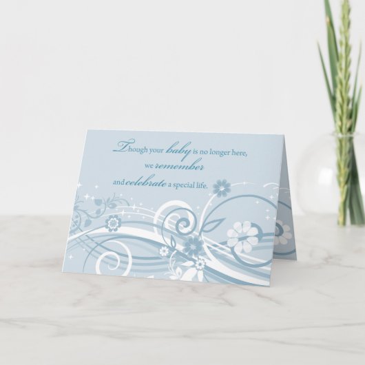 Jubileum van Verlies van Baby Blue Swirls Kaart (Voorkant)