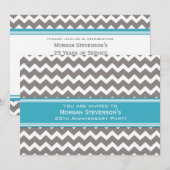 Jubileum van werknemers Uitnodiging grijs blauw (Voorkant / Achterkant)