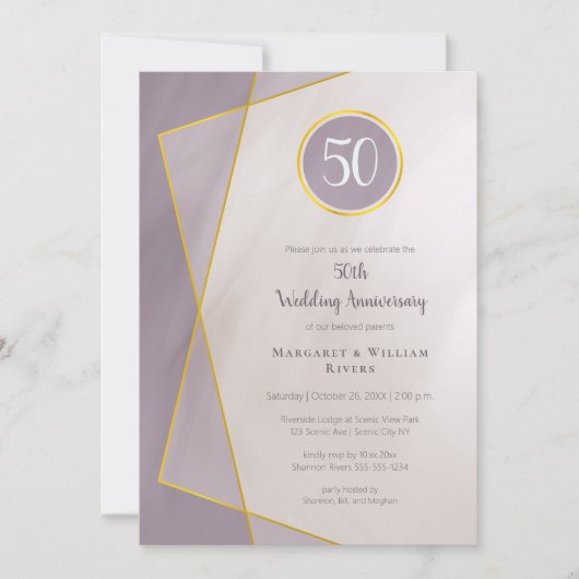 jubileum verjaardag 50e gedempte pruim gouden fram kaart (Voorkant)