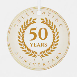 Jubileum vieren. Gold-gepersonaliseerd Metalen Ornament