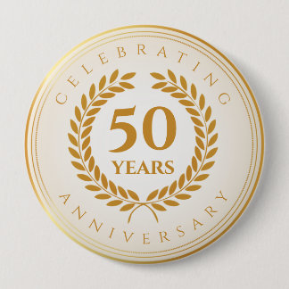 Jubileum vieren. Gold-gepersonaliseerd Ronde Button 4,0 Cm